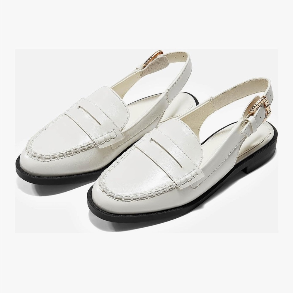 Coutgo Women's Slingback Loafers Pointed Toe Chunky Low Heel